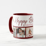 Happy Birthday Grandma 5 Photo Collage Maroon Mug<br><div class="desc">Unique photo collage mug  in pink personalised with 5 grandchildren pictures for grandma's birthday. Makes a special keepsake mug for grandmother.</div>