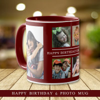 Happy Birthday Grandma 6 Photo Collage Maroon