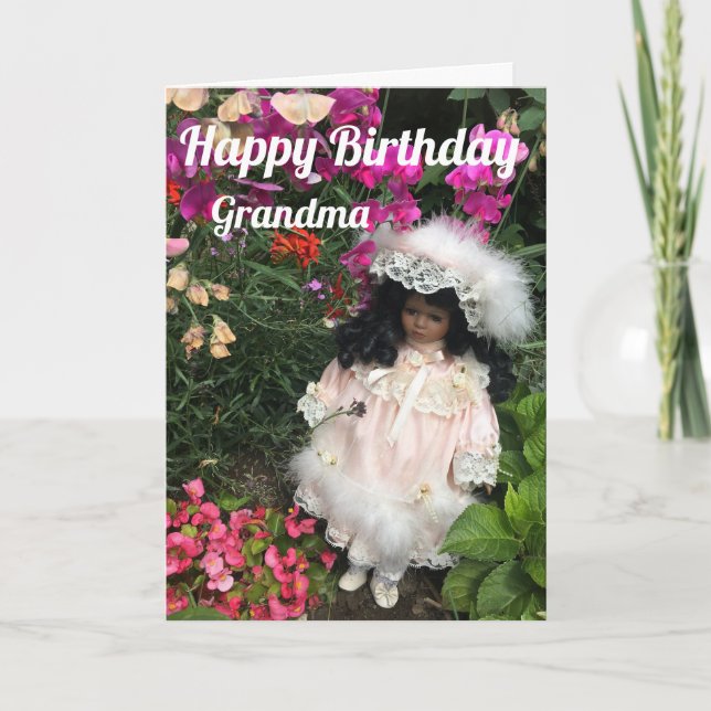 Happy Birthday grandma  Black doll Card (Front)