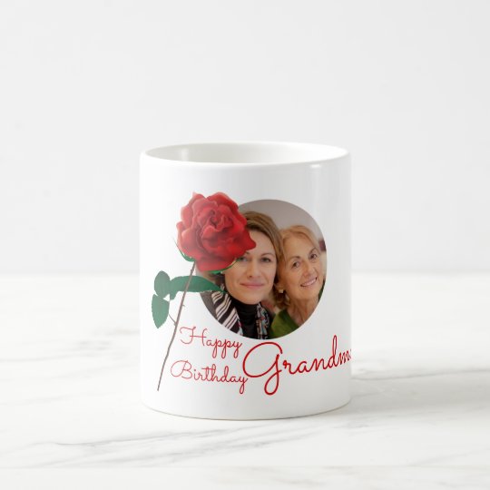 Happy Birthday grandma Floral custom photo mugs