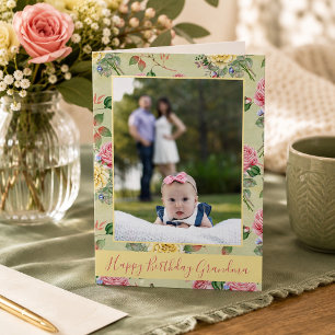 Happy Birthday Grandma Floral Photo Card