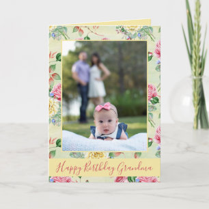 Happy Birthday Grandma Floral Photo  Card