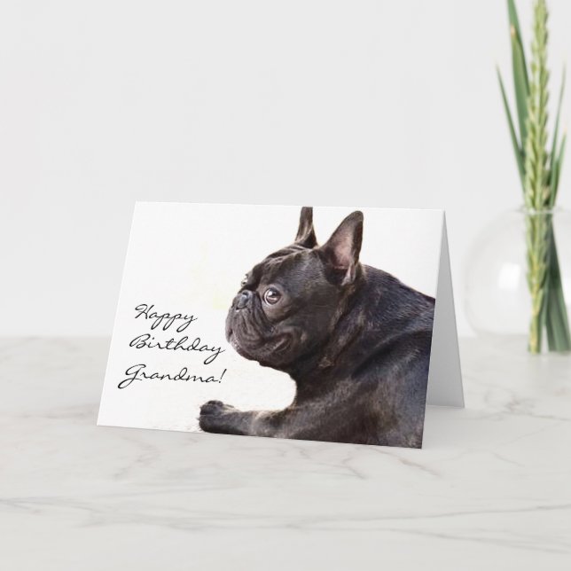 Happy Birthday Grandma French Bulldog card (Front)