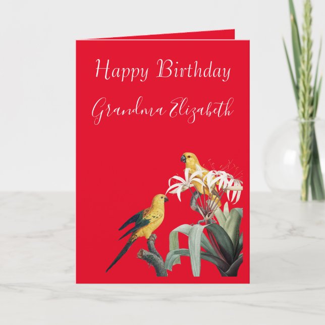 Happy Birthday Grandma Parrots Card (Front)
