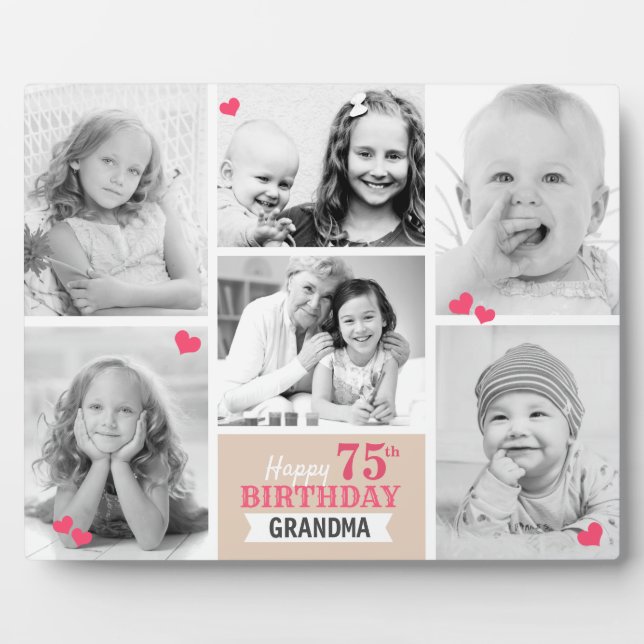 Happy Birthday Grandma Personalised Photo Collage Plaque (Front)