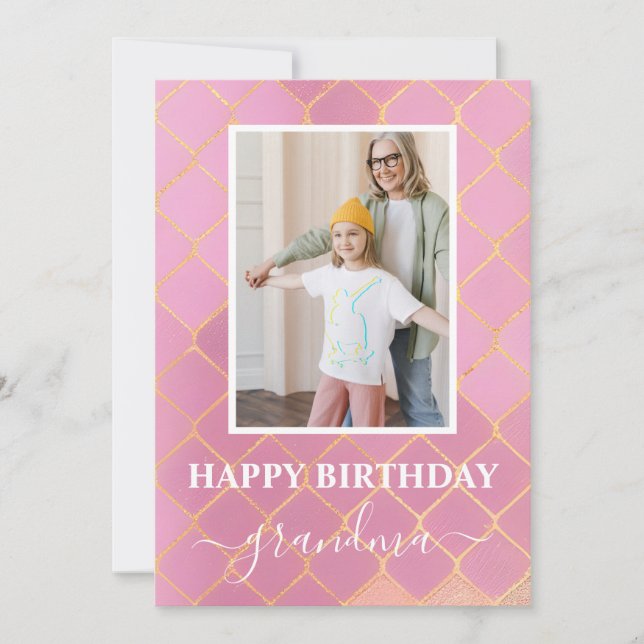 Happy Birthday Grandma Photo Card (Front)