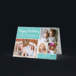 Happy Birthday Grandma Photo Collage Aqua Card<br><div class="desc">This modern birthday card for Grandpa features a 4 photo collage for your favourite photos with an aqua background. The inside has been left blank for your special message This template can be personalised to suit your needs with - "Papa",  "Nonno",  "Dad",  "Daddy" etc</div>