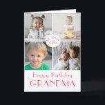 Happy Birthday Grandma Photo Collage  Card<br><div class="desc">Simple, modern design on this custom Birthday Card , featuring a 4 photo collage. Vibrant and cheerful pink typography set against a white background. Inside has been left blank for your special message This template is has been made for "Grandma" but can be customised to your needs.- "Nana", "Nonna", "Mum",...</div>