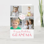 Happy Birthday Grandma Photo Collage  Card<br><div class="desc">Simple, modern design on this custom Birthday Card , featuring a 4 photo collage. Vibrant and cheerful pink typography set against a white background. Inside has been left blank for your special message This template is has been made for "Grandma" but can be customised to your needs.- "Nana", "Nonna", "Mum",...</div>