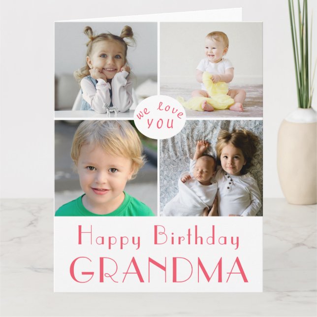 Happy Birthday Grandma Photo Collage LARGE Card (Front)