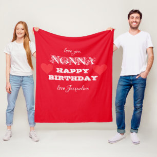 Happy Birthday Grandmother NONNA Name Cosy  Fleece Blanket