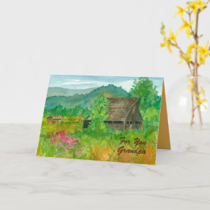 Happy Birthday Grandpa Barn Farm Fields Ranch Card