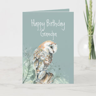 Happy Birthday Grandpa Barn Owl Thank You Card