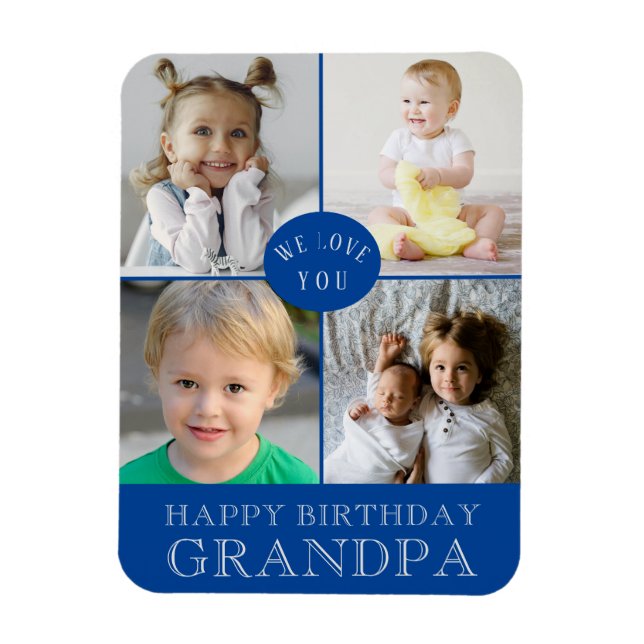 Happy Birthday Grandpa Blue  Magnet (Vertical)