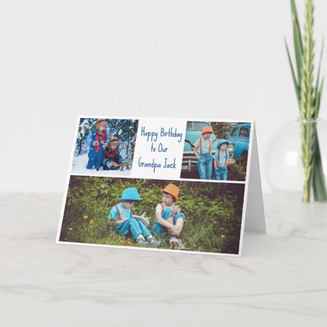 Happy Birthday Grandpa Custom Grandkids Photo Card (Front)