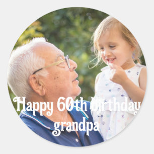 Happy birthday grandpa personalise photo classic round sticker
