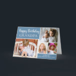 Happy Birthday Grandpa Photo Collage Blue Card<br><div class="desc">This modern birthday card for Grandpa features a 4 photo collage for your favourite photos with a blue background. The inside has been left blank for your special message This template can be personalised to suit your needs with - "Papa",  "Nonno",  "Dad",  "Daddy" etc</div>