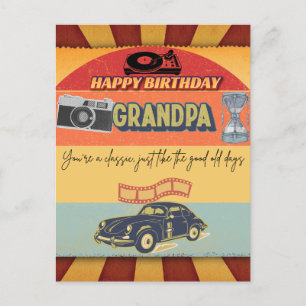 Happy Birthday Grandpa Retro Vintage Card