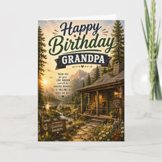 Happy Birthday Grandpa Rustic Cabin Card