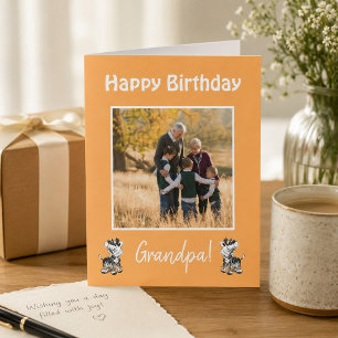 Happy Birthday Grandpa Zebra Theme Photo Holiday Card