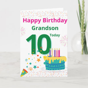 Happy Birthday Grandson - 10 Today Card