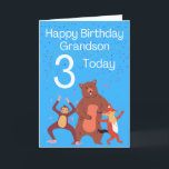 Happy Birthday Grandson - 3 Today Card<br><div class="desc">A cute birthday card for your Grandson on his special 3rd birthday.</div>