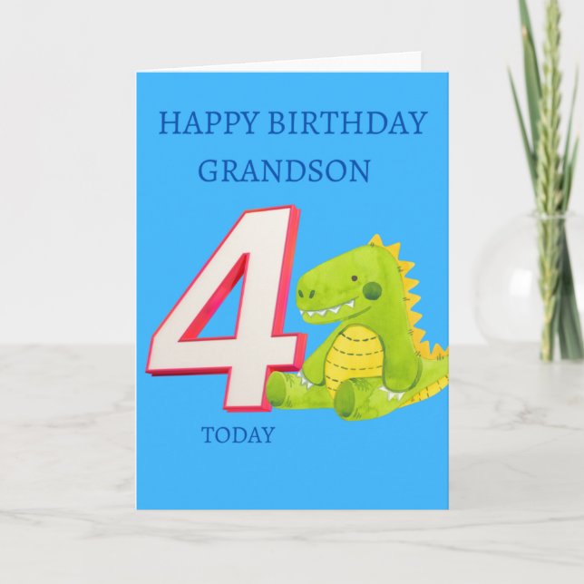 Happy Birthday Grandson - 4 Today Card (Front)