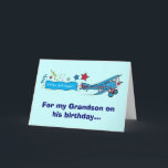 Happy Birthday Grandson Aeroplane Card<br><div class="desc">This design features a biplane. For matching items type "penguincornerstore biplane" into the Zazzle search bar.</div>