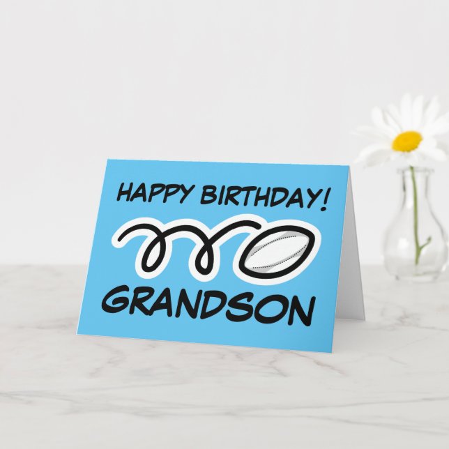 Happy Birthday Grandson athletic rugby ball sports Card (Small Plant)