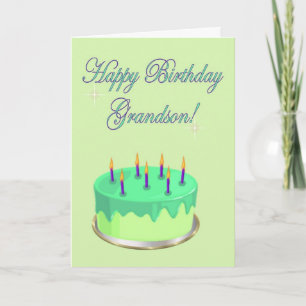 Happy Birthday Grandson Birthday cake wishes Card
