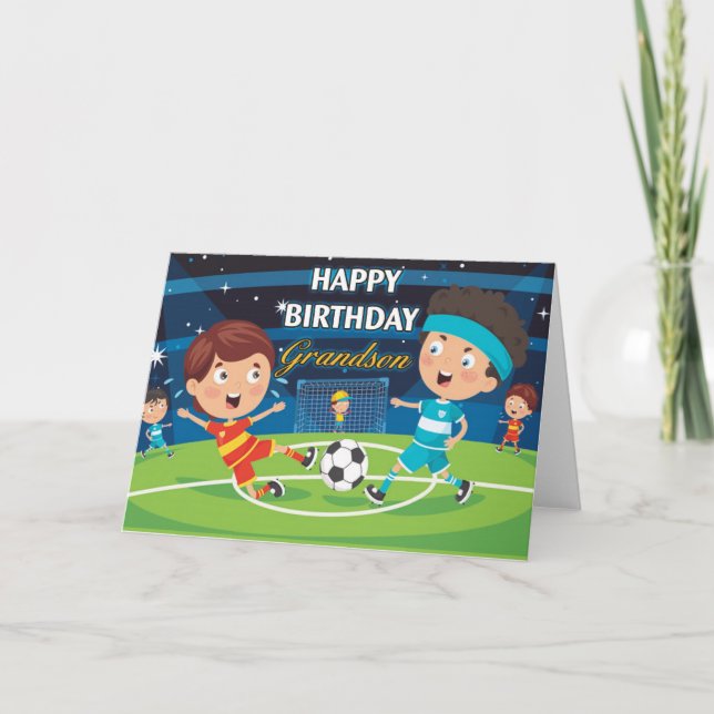 Happy Birthday Grandson Football Card (Front)