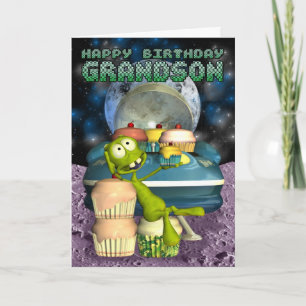 Happy Birthday Grandson, Out of this world, alien Card