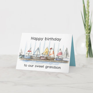 Happy Birthday Grandson Sailboats Toys Custom Card