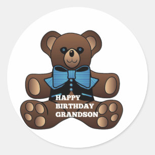 Happy Birthday Grandson Teddybear Classic Round Sticker