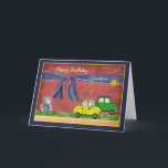 Happy Birthday Grandson  Thank You Card<br><div class="desc">Happy birthday to a grandson,  from grandmother and/or grandfather.  Grandparents say it best with a colourful birthday card for a boy,  featuring toy cars,  a toy teddy bear on red.</div>