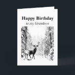 Happy Birthday Grandson Vintage Stag, Deer Card<br><div class="desc">Happy Birthday Grandson Vintage Stag,  Deer Animal,  Wildlife,  Nature</div>