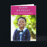 Happy Birthday grandson with message photo card<br><div class="desc">Happy Birthday grandson card, portrait photo, Happy Birthday written on front. Do you want to put a photograph on the card– a photograph of the birthday grandson or a photo of you the grandparent (grandmother or grandfather) with your grandson? Put your photograph on the birthday card. Customize and personalize as...</div>