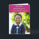 Happy Birthday grandson with message photo card<br><div class="desc">Happy Birthday grandson card, portrait photo, Happy Birthday written on front. Do you want to put a photograph on the card– a photograph of the birthday grandson or a photo of you the grandparent (grandmother or grandfather) with your grandson? Put your photograph on the birthday card. Customize and personalize as...</div>