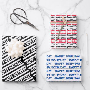 Happy Birthday Graphic Pattern Wrapping Paper Sheet