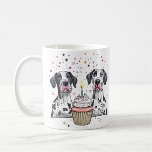Happy Birthday Great Dane Dogs Cupcake Coffee Mug
