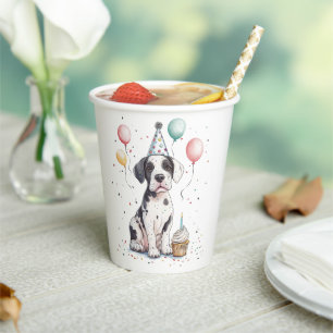 Happy Birthday Great Dane Puppy Cupcake Paper Cups