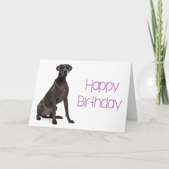 Happy Birthday Great Dane Puppy Dog Card - Verse (Front)