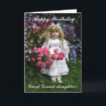 Happy Birthday Great grand-daughter Card<br><div class="desc">Happy birthday great grand-daughter text on a beautiful garden scene with a pretty doll who is holding roses</div>