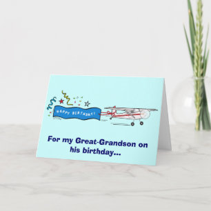 Happy Birthday Great-Grandson Aeroplane Card