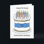 Happy Birthday Great Great Grandpa Card<br><div class="desc">A simple illustration of a white birthday cake,  iced with delicate lemon coloured flowers. The cake has a blue bow tied around it and several lit candles on top. The image is set against a white background and is accompanied by the words 'Happy Birthday Great Great Grandpa.</div>