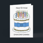 Happy Birthday Great Great Grandpa Card<br><div class="desc">A simple illustration of a white birthday cake,  iced with delicate lemon coloured flowers. The cake has a blue bow tied around it and several lit candles on top. The image is set against a white background and is accompanied by the words 'Happy Birthday Great Great Grandpa.</div>