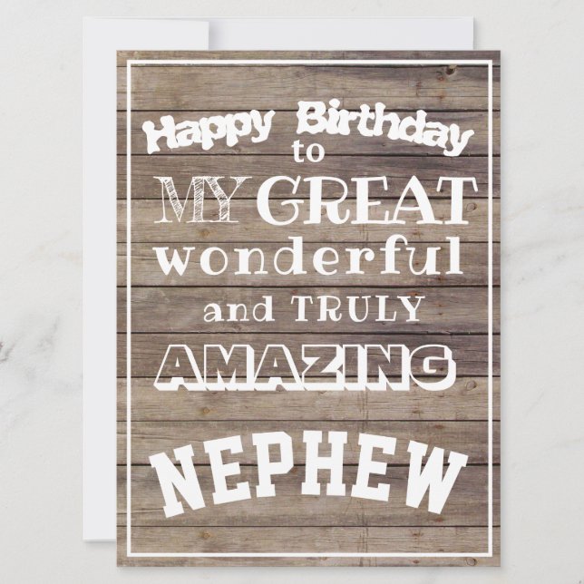 Happy Birthday Great Nephew  Card (Front)