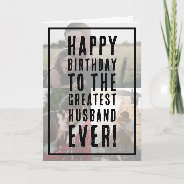 Happy Birthday Greatest Husband Photo Collage Card (Front)