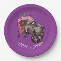Happy Birthday Greedy Racoon Cake Cartoon