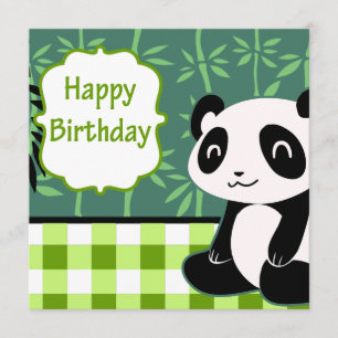 Happy Birthday Green Bamboo Panda Card